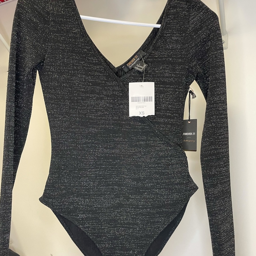 Forever 21 Black Long Sleeve Bodysuit